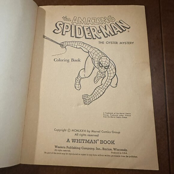 THE AMAZING SPIDER-MAN THE OYSTER MYSTERY COLORING BOOK - WHITMAN - UNUSED - Picture 3 of 9